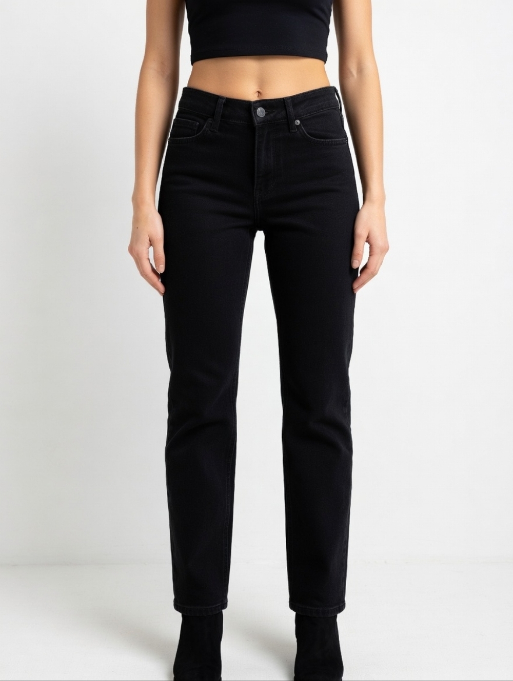 High-Rise Straight Leg Women’s Jeans in Black